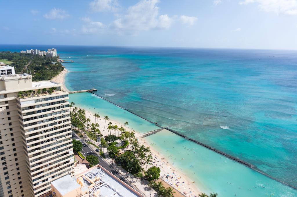 הונולולו Aston Waikiki Beach Tower מראה חיצוני תמונה Aerial view of Waikiki